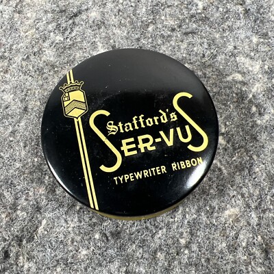 Vtg Stafford's Ser-vuS L.C. Smith 1/2'' Typewriter Ribbon Tin W/ Ribbon-1995-Read