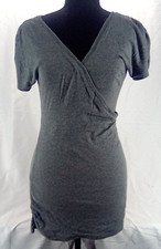 Express Small Gray Faux Wrap Mini Dress Deep V-Neck