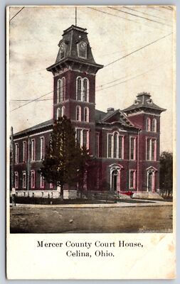 Celina Ohio~Old Mercer County Court House w/Mansard Roof~Torn Down 1923~c1907 PC