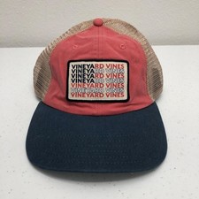 Vineyard Vines Hat Cap Strap Back Mens One Size Red Blue Mesh Trucker Patch Logo