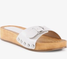 Seychelles Leather Slide Sandal Buckle Studded Off White NEW IN BOX Size 9.5