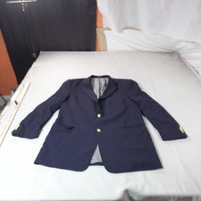 Vintage Hart Schaffner Marx Blazer Mens 44 R Navy Blue Old Money Gold Button