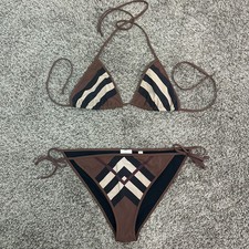 Burberry Women’s Bikini Set Nova Check Chevron Print - Triangle Top & Bottom XXL
