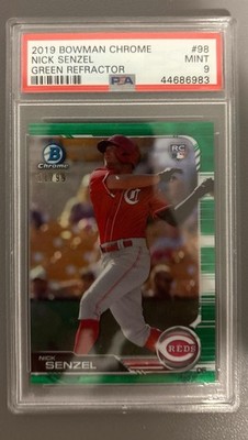 2019 Bowman Chrome #98 Nick Senzel Green Refractor PSA 9