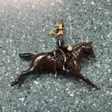 British Hand Painted Metal Toy Soldier Mounted On Brown Horse w/Sword TS 52