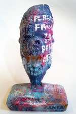 C. FANTA VOLTO DIPINTO scultura astratta ORIGINALE arte cemento PITTURA art