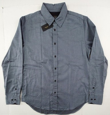 Rag & Bone Tomlin Stretch Dobby Raglan Shirt Mens Size Medium Blue NWT $198.00