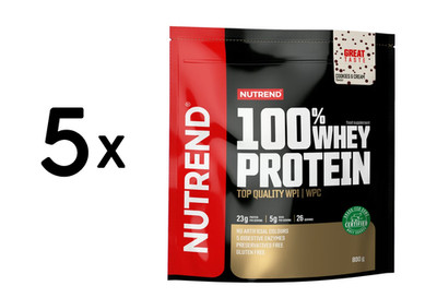 5 x Nutrend 100% Whey Protein, Cookies & Cream - 800g (42,50 EUR/kg)