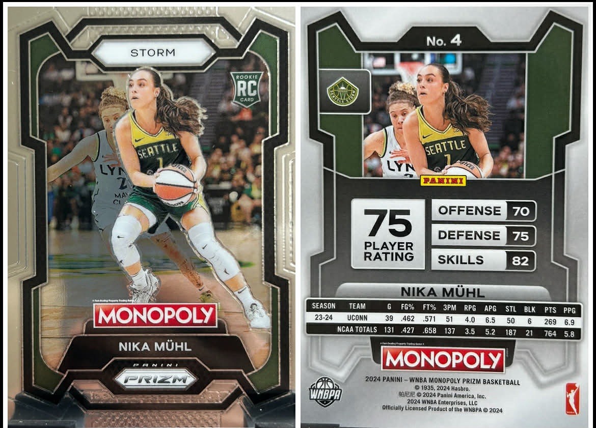 2024 Panini Prizm Monopoly WNBA - Nika Muhl #4 Silver Prizm (RC)