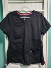 KOI LITE SIZE M SLIM FIT Black V-NECK-STRETCH PANELS WOMEN'S SCRUB TOP