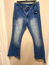 LANE BRYANT Women's Blue Medium Wash Denim Bootcut Jeans 5-Pocket Zip Button