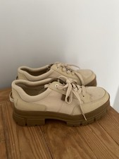 UGG Women  s Beige Canvas Lace-Up Sneakers Size 9