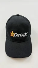Carl's Jr Hat Cap Strap Back Black Restaurant Logo Embroidered Advertising Mens