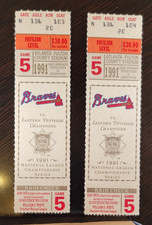 VINTAGE: 1991 Braves/Pirates Championship Game#5 ticket stubs