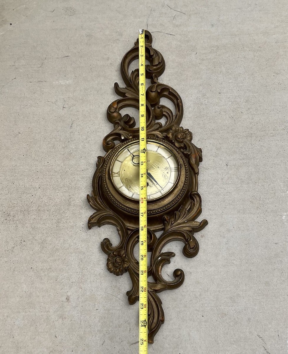 Vintage SYROCO GOLD BAROQUE 8-DAY WALL CLOCK 25