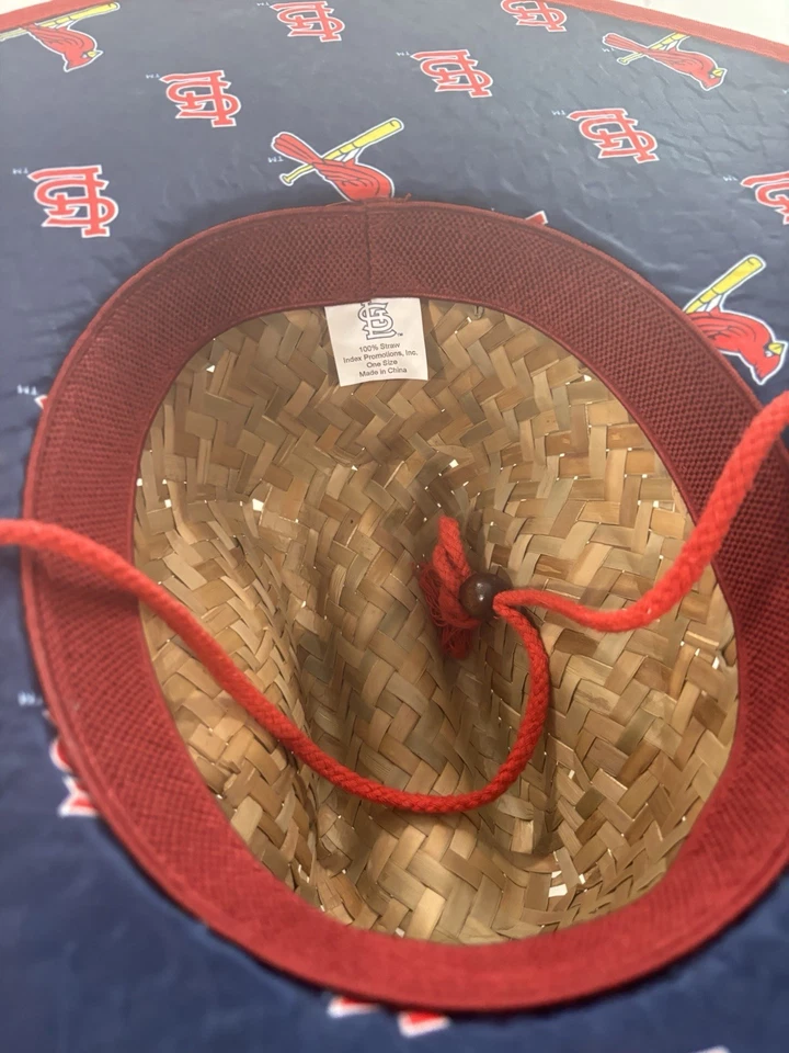 Sombrero de Paja de los Cardenales de San Luis Regalo-Pájaros Rojos Sombrero de Paja SGA USADO EN EXCELENTE ESTADO Envío Gratuito Foto 4 de 4