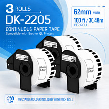 3Roll DK-2205 Compatible Continuous Labels 2.4 x 100 ft Brother QL-800 QL-810W