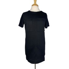 EVERLANE The Cotton Pocket Dress in Black Size XS 4 Pockets Short Sleeve