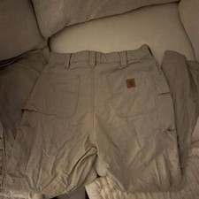 Carhartt B151 Tan Loose Fit Workwear Pants Cotton Cargo Pocket Logo Accent Men