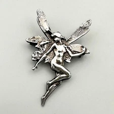 VINTAGE FAIRY BROOCH STERLING SILVER ELIZABETH II BIRMINGHAM 1989 S W J