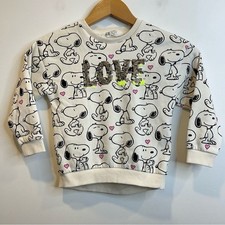 H&M Snoopy SWEATSHIRT WITH SEQUINS Natural Cream 4-6 Y