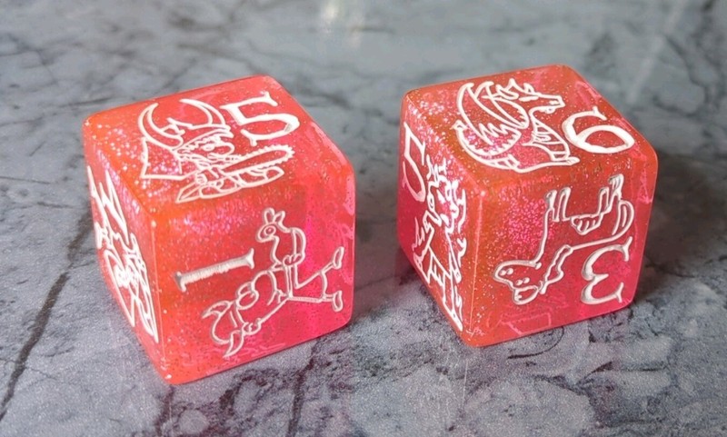 2x Munchkin Jumbo D6 in Sparkly Pink - hero dice and monster dice