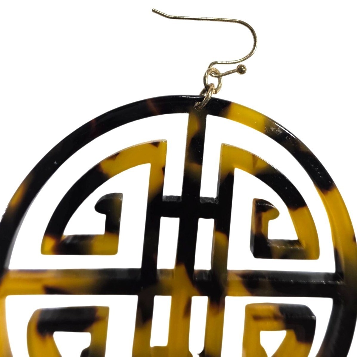 Tortoise Shell Pattern Round Dangle Earrings  Geo… - image 2