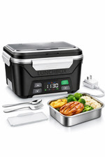 EAST OAK Cordless Electric Heated Lunch Box 5.5 Cups Battery Powered Food Warmer