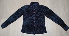 Vtg 90s Stretchy Plum Dark Purple Sheer Velvet Burnout Button Up Top Shirt S