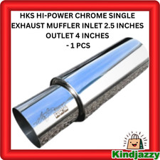 Hks Hi-power Chrome Style Small Exhaust Muffler Inlet 2.5 Inch Outlet 4.0 Inch Hks Hi-power Chrome Style Small Exhaust Muffler Inlet 2.5 Inch Outlet 4.0 Inch
