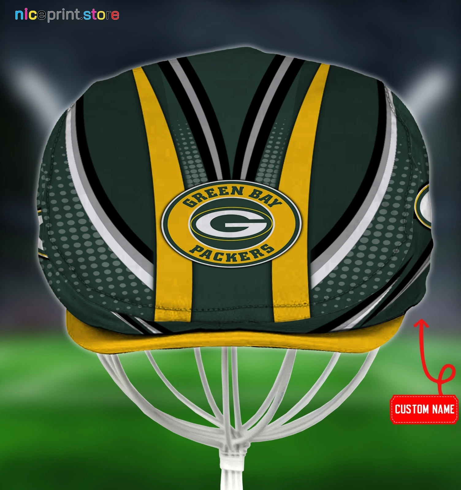 Green*Bay Team Packer*s  Jeff Cap Newsboy Cap Flat Golf Driving Hat for Men