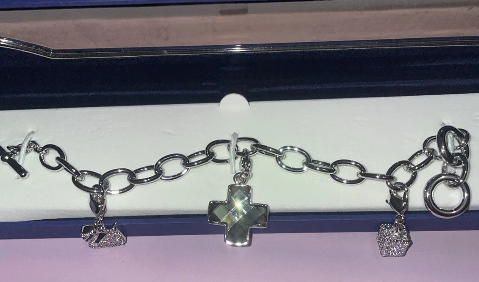 NUEVO Brazalete Swarovski DORINDA Charm Chapado en Rodio Tono Plata Foto 3 de 3