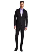 Kenneth Cole Mens Slim fit 2 Piece Suit 38 R / 31 Waist Black Solid