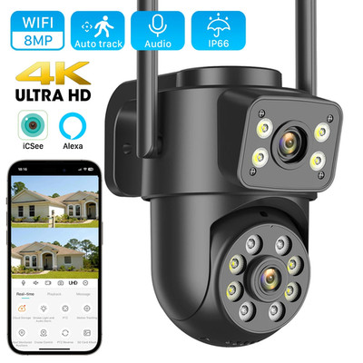 ANBIUX 4K 8MP Wifi Überwachungskamera 4MP 4X Digitalzoom PTZ IP Dual Lens AI Hum
