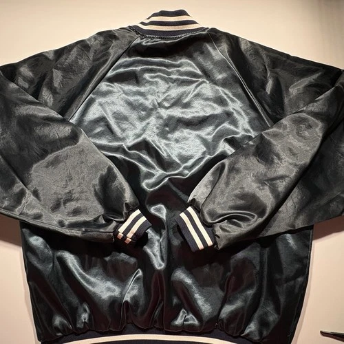 Vintage 1980s Hartwell Satin Bomber Jacket Blue USA Made Varsity XL 42-44 image 5