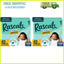2 Pack Rascals Premium Baby Diapers Size 1 Super Absorbent 216 Count Total