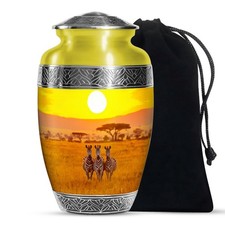 Zebra Burial Urns for Human Ashes Adult Dad, Unique Urn 10 Inch 