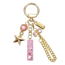 Initial Letter Keychain for Women Cute Heart Butterfly Star Chain Pink I 