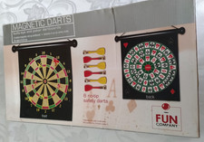 Poker And Dart Board Magnetic Portable Hanging Two Sided Roll-Up With 6 Darts