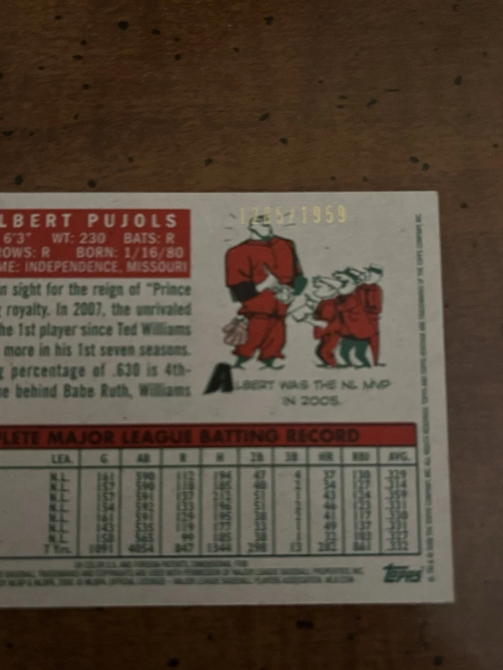 2008 TOPPS HERITAGE CHROME #C15 ALBERT PUJOLS SP 1285/1959 - Image 4 of 4