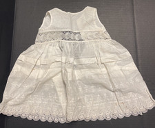 VICTORIAN EDWARDIAN EMBROIDER BABY IVORY COTTON LACE CUT WORK SHEER DRESS