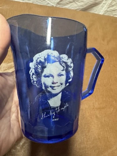 Vintage Shirley Temple 4.5” Tall Cobalt Blue Depression Glass Cream Pitcher 30s