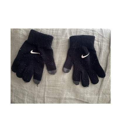 Nike Black Gray Knit Wrist Gloves Men One Size Cotton