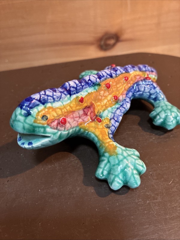 Ceramic Figurine Colorful Gecko Lizzard Decor 5”