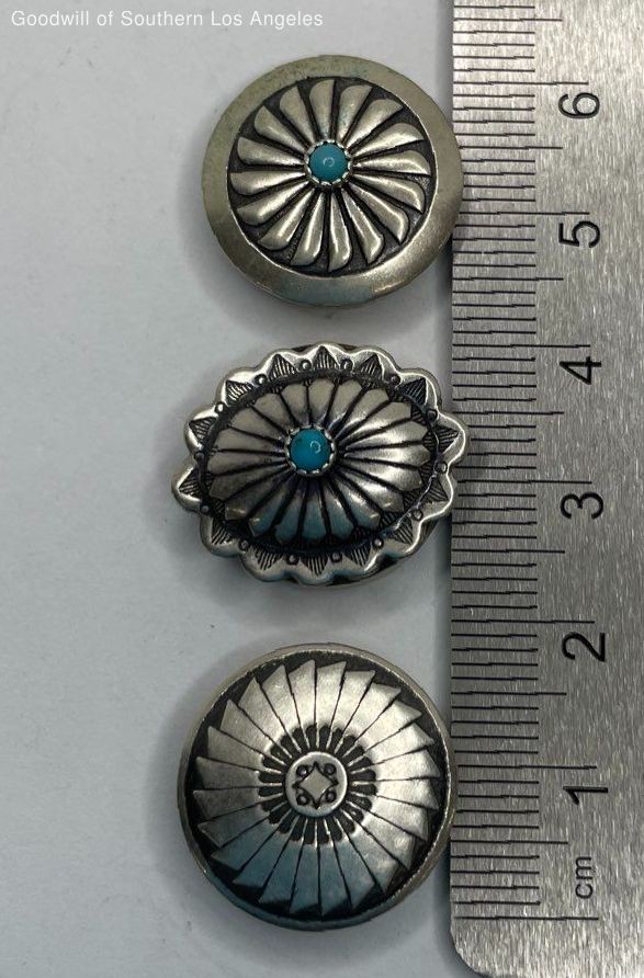 Sterling Silver Native Concho Button Covers - 40.… - image 3
