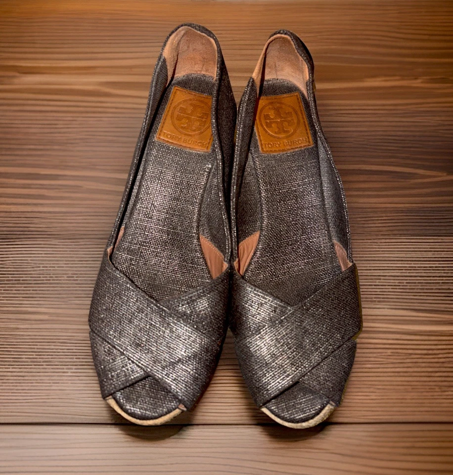 Sapato Tory Burch tamanho 7 Filipa estanho cunha cruzada espadrille - Imagem 4 de 4