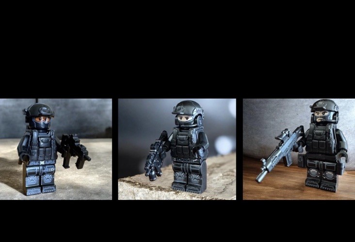 Custom Military Soldier Minifigure x3 NEW With REAL LEGO Parts US SHIP