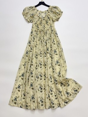 Women Doen U-neck Floral Short Sleeve A-line Midi Dress