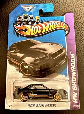   Hot Wheels 2013 Black Nissan Skyline GT-R (R34) HW Showroom Car 1/64  
