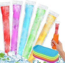 105 Pcs Ice Popsicle Mold Bags 100 Disposable Popsicle Bags 5 Reusable Ice